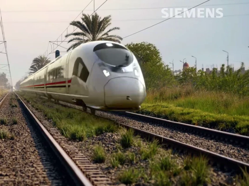 صورة تخيلية لأحد القطارات الكهربائية فائقة السرعة التي تعمل على تنفيذها في مصر شركة "سيمنز" الألمانية - YouTube/c/Siemens