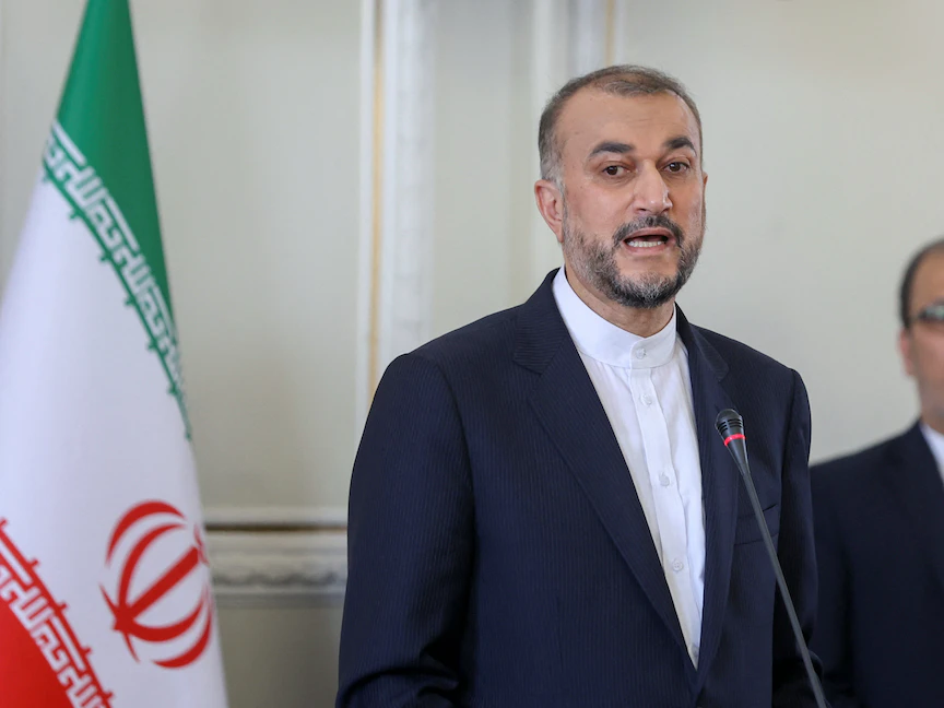 وزير الخارجية الإيراني حسين أمير عبد اللهيان خلال مؤتمر صحافي مع نظيره السوري فيصل المقداد في طهران. 20 يوليو 2022 - via REUTERS