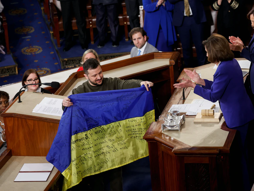 الرئيس الأوكراني فولوديمير زيلينسكي في الكونجرس الأميركي، واشنطن، 21 ديسمبر 2022 - Bloomberg - REUTERS