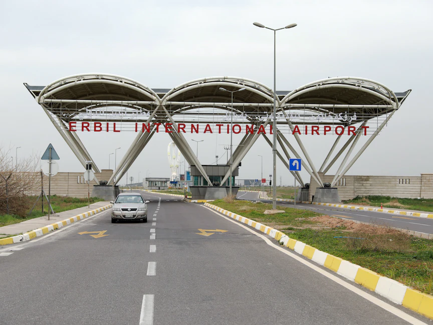 بوابة خارج مطار أربيل الدولي في كردستان العراق، 16 فبراير 2021 - Getty Images