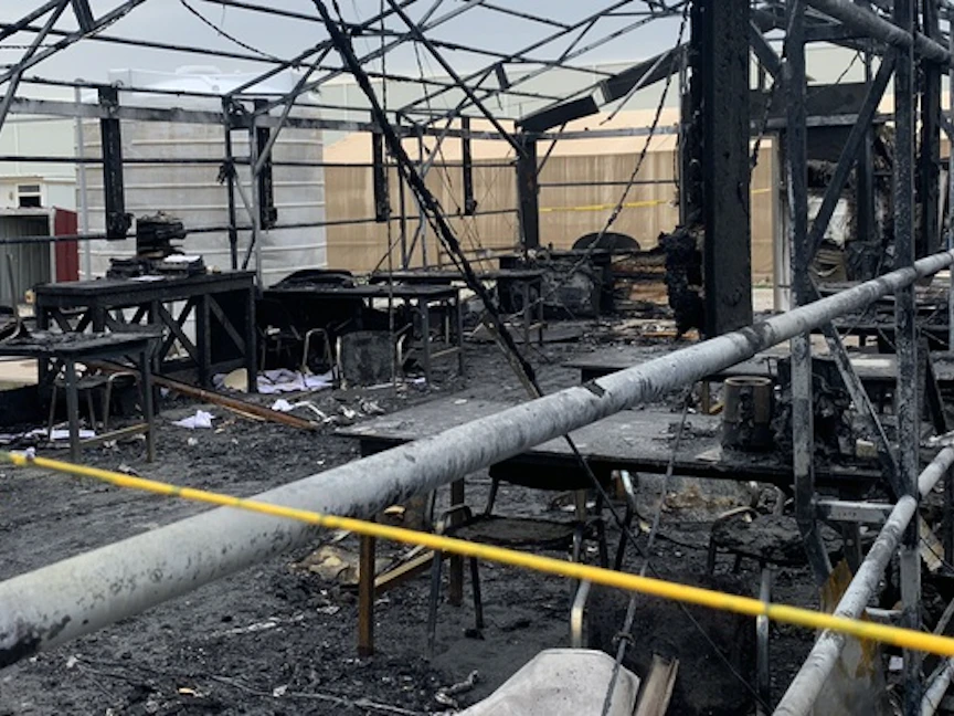 آثار الهجوم الصاروخي على القاعدة العسكرية الأميركية في أربيل بالعراق - 17 فبراير 2021 - Katie-Bo Williams/Defense One