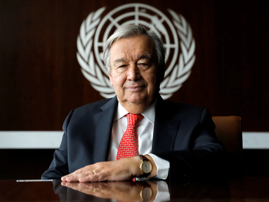 الأمين العام للأمم المتحدة أنطونيو غوتيريش خلال مقابلة مع رويترز في مقر الأمم المتحدة - نيويورك - 15 سبتمبر 2021 - REUTERS