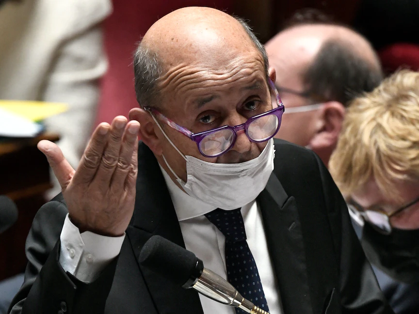 وزير الخارجية الفرنسي، جان إيف لودريان، خلال جلسة استجواب للحكومة بالجمعية الوطنية - 2 نوفمبر 2021 - AFP