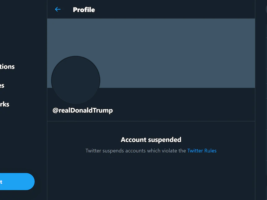 حساب الرئيس الأميركي دونالد ترمب على "تويتر" بعد إغلاقه نهائياً - الشرق