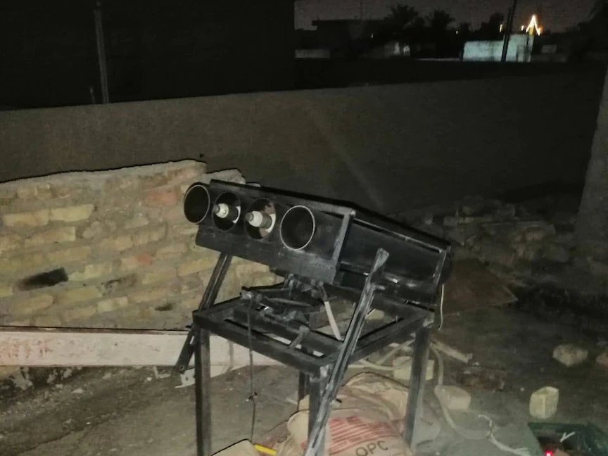 المنصة التي استخدمت لقصف القاعدة الأميركية في بغداد - قيادة العمليات المشتركة في العراق