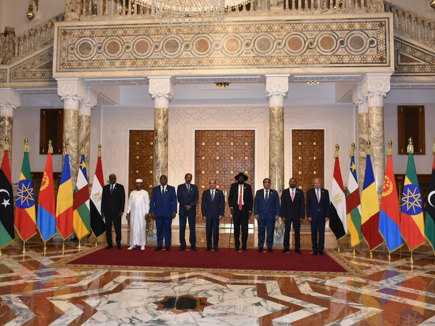 زعماء الدول المشاركة في قمة دول جوار السودان في القاهرة. 13 يوليو 2023 - الشرق