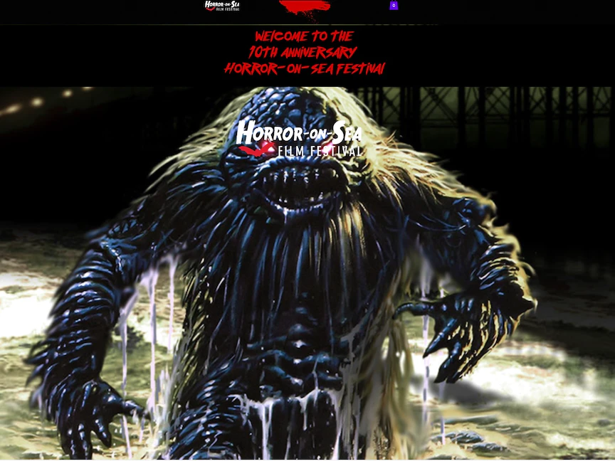 الملصق الترويجي لمهرجان أفلام الرعب "هورور أون سي" (Horror-on-Sea) في ساوثيند أون سي شرق لندن بريطانيا. - horror-on-sea.com