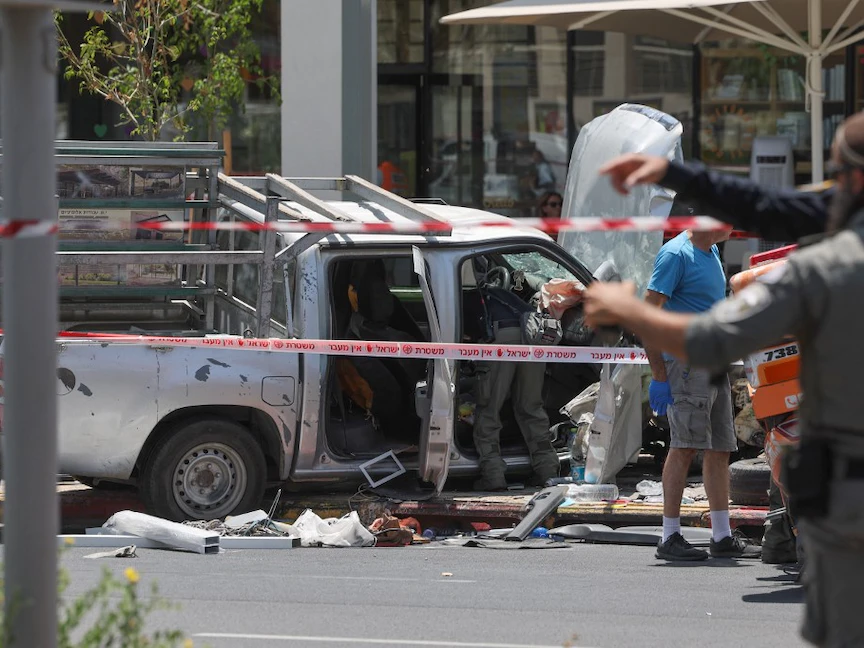 المكان الذي شهد عمليه الدهس في تل أبيب. 03 يوليو 2023