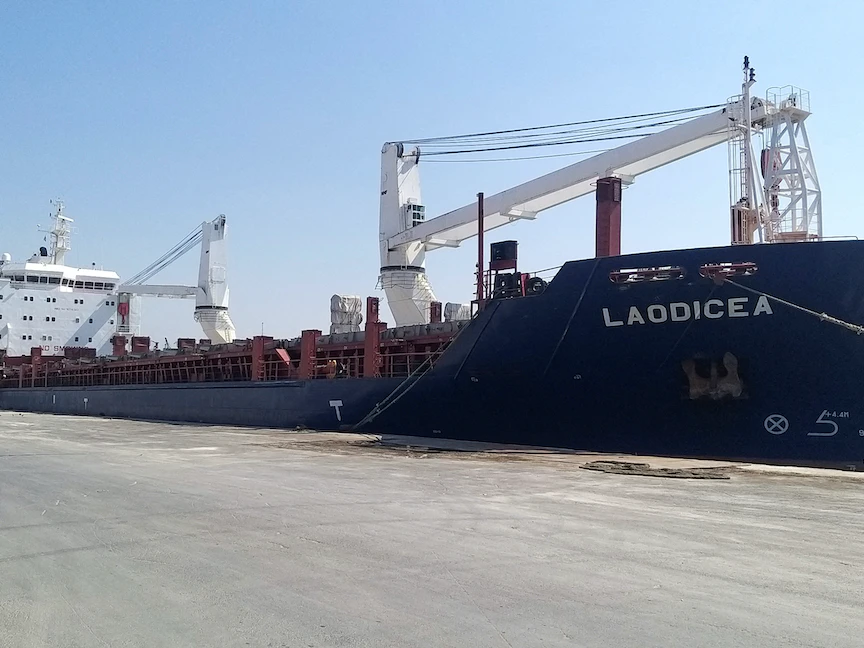 السفينة السورية "لاوديكيا" في ميناء طرابلس شمال لبنان - 29 يوليو 2022 - REUTERS