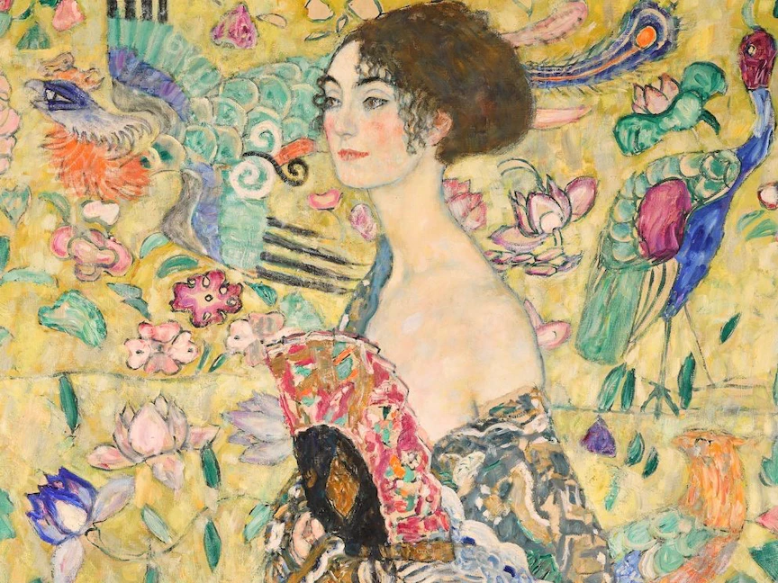 لوحة غوستاف كليمت "سيدة مع مروحة". (1917) - sothebys.com
