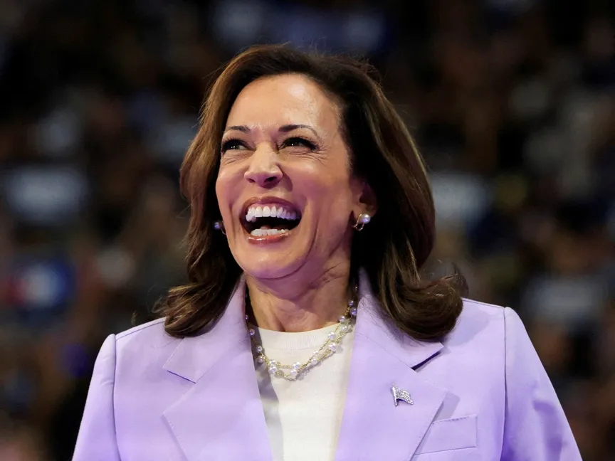 نائبة الرئيس الأميركي والمرشحة الديمقراطية للرئاسة كامالا هاريس خلال حدث انتخابي في لاس فيجاس، بولاية نيفادا. 10 أغسطس 2024 - Reuters