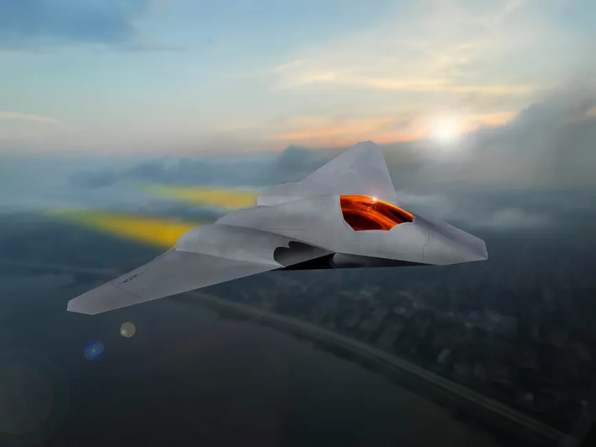 مفهوم تقريبي لمقاتلة الهيمنة الجوية من الجيل التالي (NGAD) في صورة غير مؤرخة من موقع "air and spaceforces". - www.airandspaceforces.com