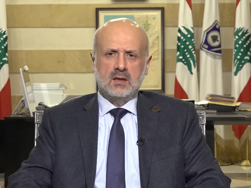 جانب من لقاء وزير الداخلية اللبناني بسام مولوي مع برنامج المدار الذي يبث على قناة الشرق - 4 فبراير 2022 - الشرق