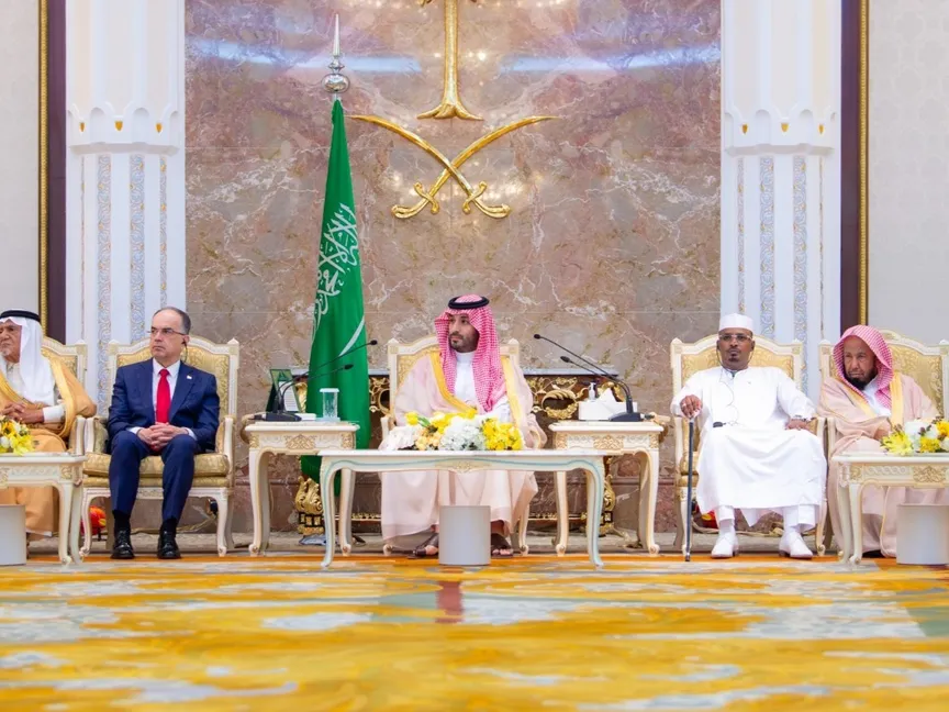 ولي العهد السعودي الأمير محمد بن سلمان خلال حفل الاستقبال السنوي في قصر منى لكبار الشخصيات الإسلامية. 28 مايو 2026 - وكالة "واس"
