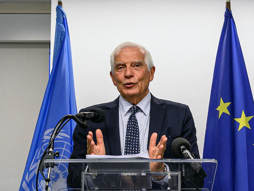 الممثل الأعلى للسياسة الخارجية بالاتحاد الأوروبي جوزيب بوريل خلال مؤتمر صحافي بنيويورك- 19 سبتمبر 2022 - AFP