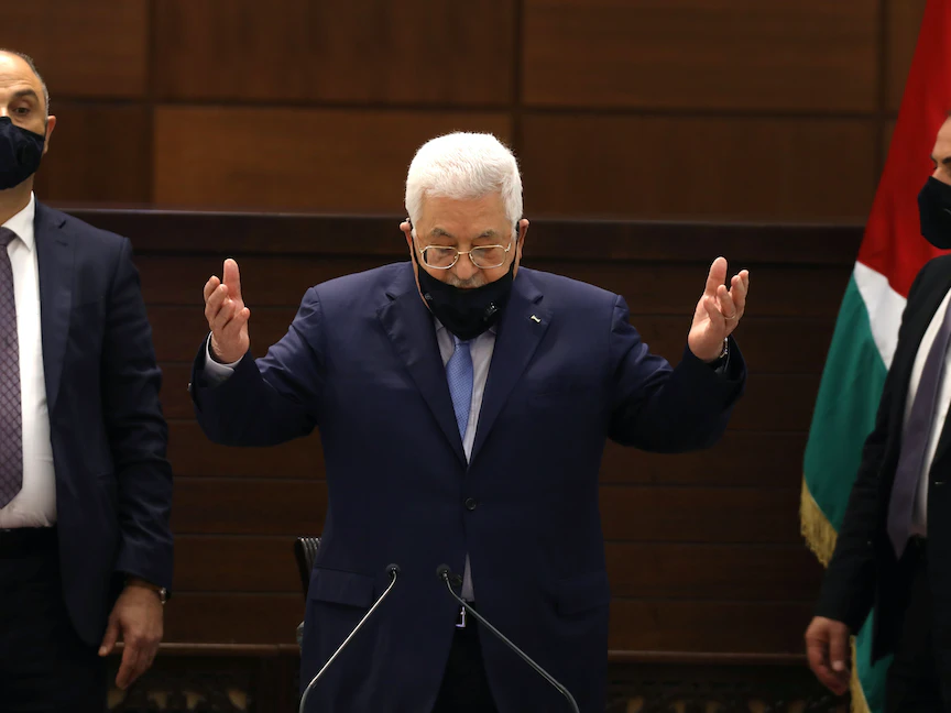 الرئيس الفلسطيني محمود عباس خلال اجتماع افتراضي مع الفصائل الفلسطينية، رام الله - 3 سبتمبر 2020 - REUTERS