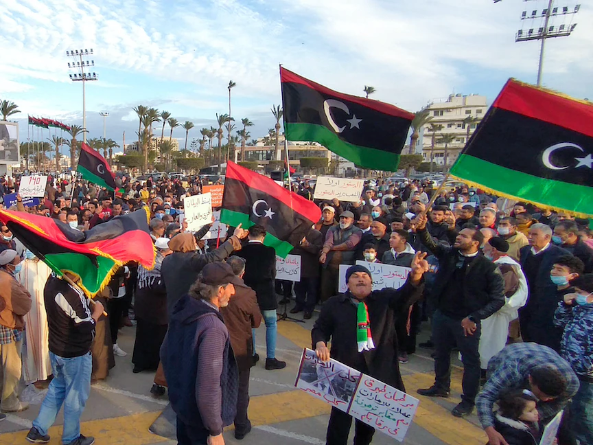 تظاهرات في العاصمة الليبية طرابلس - 11 فبراير 2022 - AFP