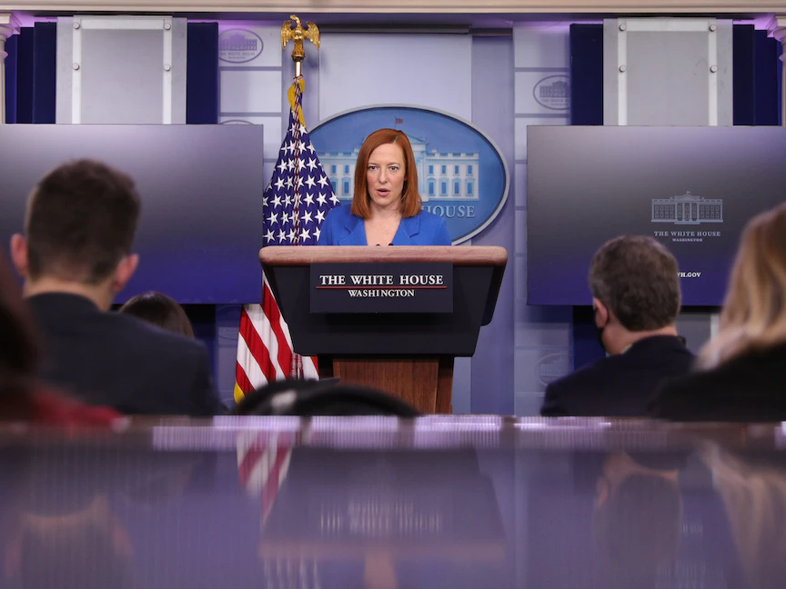 المتحدثة باسم البيت الأبيض جين ساكي - REUTERS