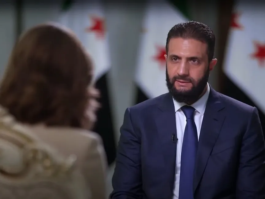 الرئيس السوري أحمد الشرع خلال مقابلة مع برنامج (60 دقيقة) على قناة CBS News الأميركية - sana.sy