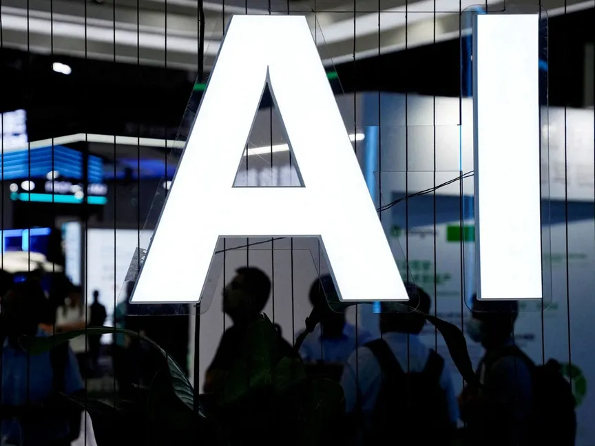 علامة الذكاء الاصطناعي في المؤتمر العالمي للذكاء الاصطناعي (WAIC) في شنغهاي. صورة غير مؤرخة - REUTERS