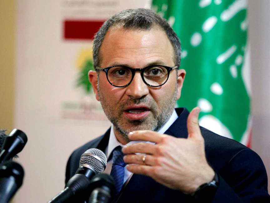 وزير الخارجية اللبناني الأسبق جبران باسيل يتحدث في مؤتمر صحافي - REUTERS