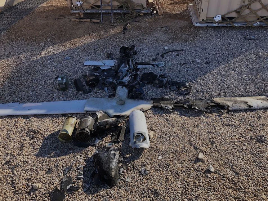 صورة لإحدى المسيرات التي استهدفت قاعدة عين الأسد الجوية في محافظة الأنبار - 4 يناير 2022 - الشرق