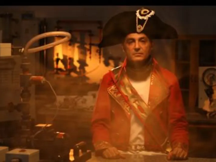 شخصية القائد العسكري نابليون بونابرت في الإعلان الدعائي الذي استخدمته الجامعة الفرنسية في مصر للترويج لها