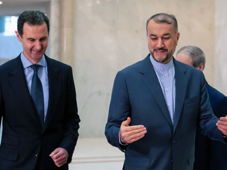 الرئيس السوري بشار الأسد يستقبل وزير الخارجية الإيراني حسين أمير عبد اللهيان في دمشق- 14 يناير 2023 - AFP