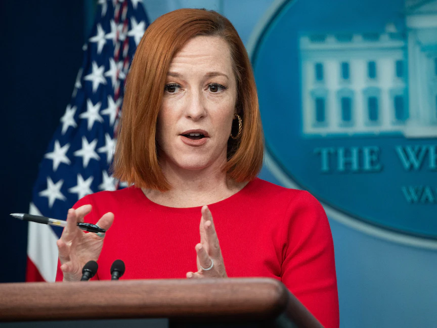 المتحدثة باسم البيت الأبيض جين ساكي خلال مؤتمر صحافي - AFP