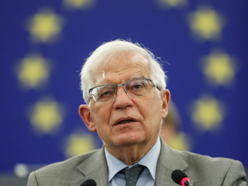 جوزيب بوريل الممثل الأعلى للسياسة الخارجية والأمنية للاتحاد الأوروبي، يلقي خطاباً في البرلمان الأوروبي، في ستراسبورغ، فرنسا- 8 يونيو 2021 - REUTERS