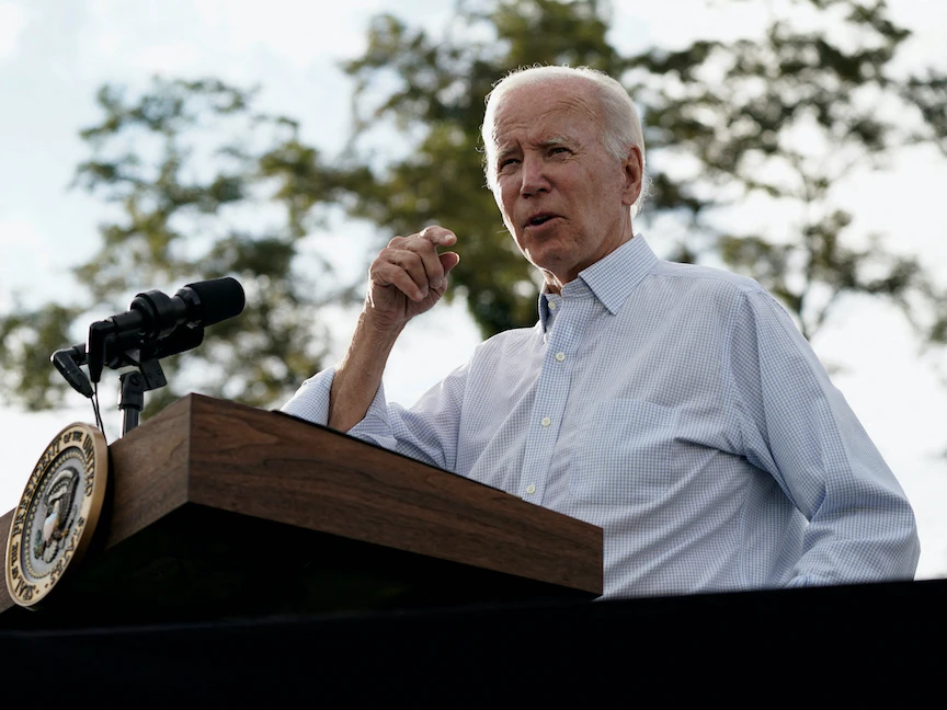 الرئيس الأميركي جو بايدن يتحدث خلال احتفال عمالي في بنسلفانيا- الولايات المتحدة - 5 سبتمبر 2022 - REUTERS