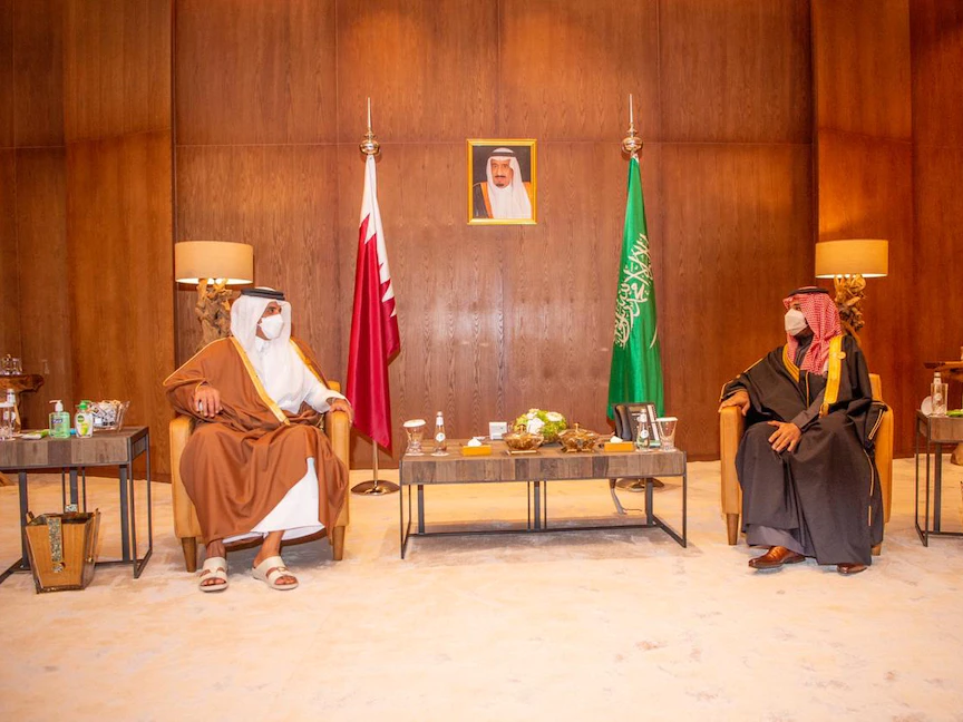 ولي العهد السعودي الأمير محمد بن سلمان وأمير قطر تميم بن حمد آل ثاني - وكالة الأنباء السعودية (واس)