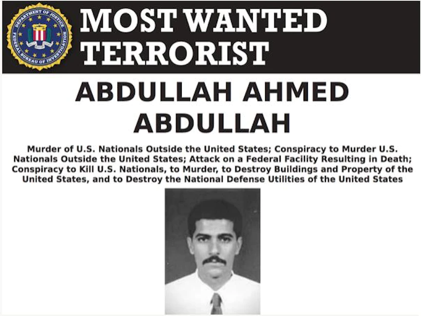 ملصق لمكتب التحقيقات الفيدرالي الأميركي يصنف أبو محمد المصري ضمن الإرهابيين المطلوبين - الموقع الإلكتروني لمكتب التحقيقات الفيدرالي