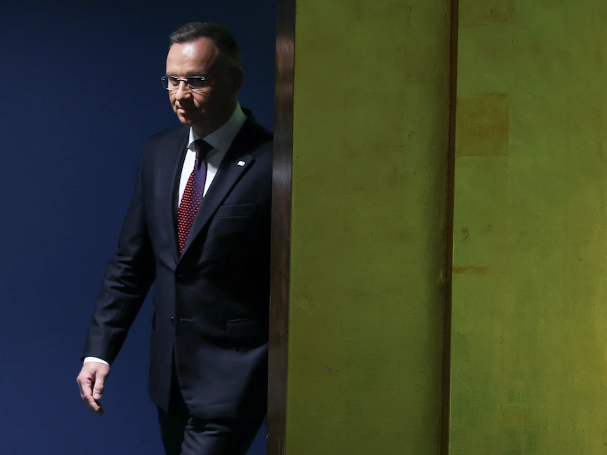 الرئيس البولندي أندريه دودا خلال الجمعية العامة للأمم المتحدة في نيويورك. 19 سبتمبر 2023 - REUTERS