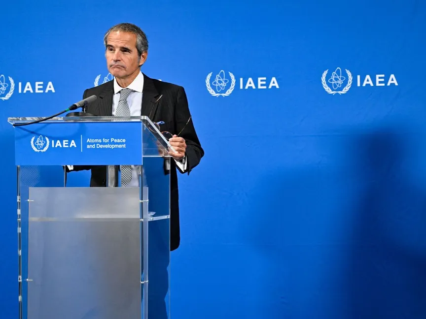مدير العام للوكالة الدولية للطاقة الذرية، رافاييل جروسي، اليوم الافتتاحي لاجتماع مجلس محافظي الوكالة ربع السنوي في فيينا، النمسا، 8 سبتمبر 2025 - REUTERS