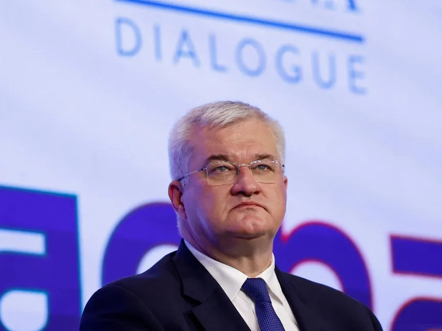 وزير الخارجية الأوكراني أندري سيبيا يحضر حوار رايسينا Raisina Dialogue في نيودلهي. الهند في 18 مارس 2025 - reuters