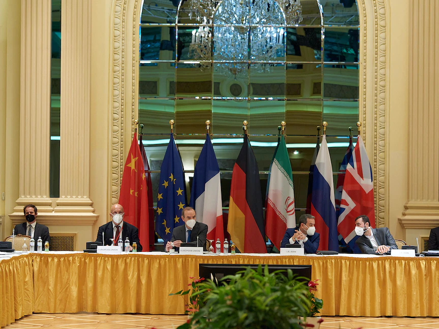 جانب من اجتماع الأطراف المنضوية في الاتفاق النووي في فيينا،1 مايو 2021 - AFP