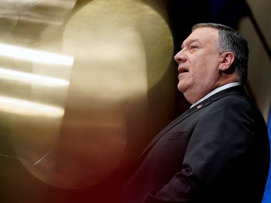 وزير الخارجية الأميركي مايك بومبيو في مؤتمر صحافي - 12 يناير 2021 - REUTERS