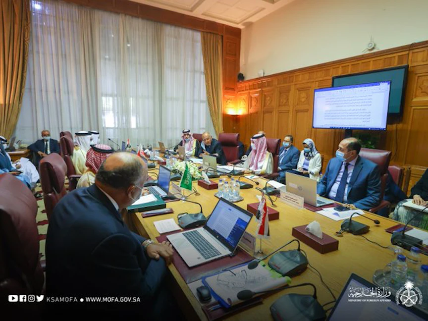 جانب من اجتماع اللجنة الوزارية العربية الرباعية المعنية بمتابعة تطورات الأزمة مع إيران - 9 سبتمبر 2021 - @KSAMOFA