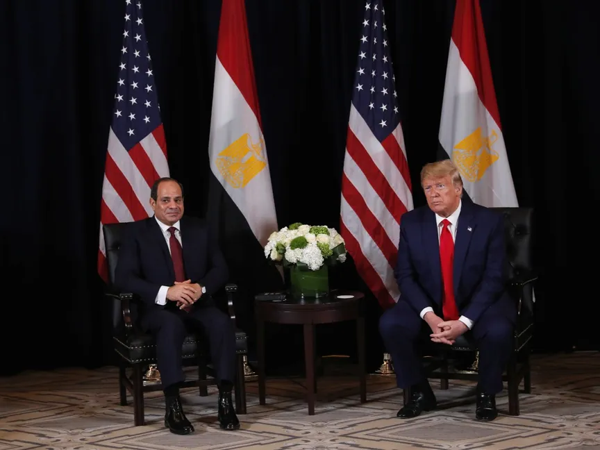 جانب من لقاء الرئيس الأميركي دونالد ترمب خلال ولايته الأولى بنظيره المصري في نيويورك. 24 سبتمبر 2019 - REUTERS