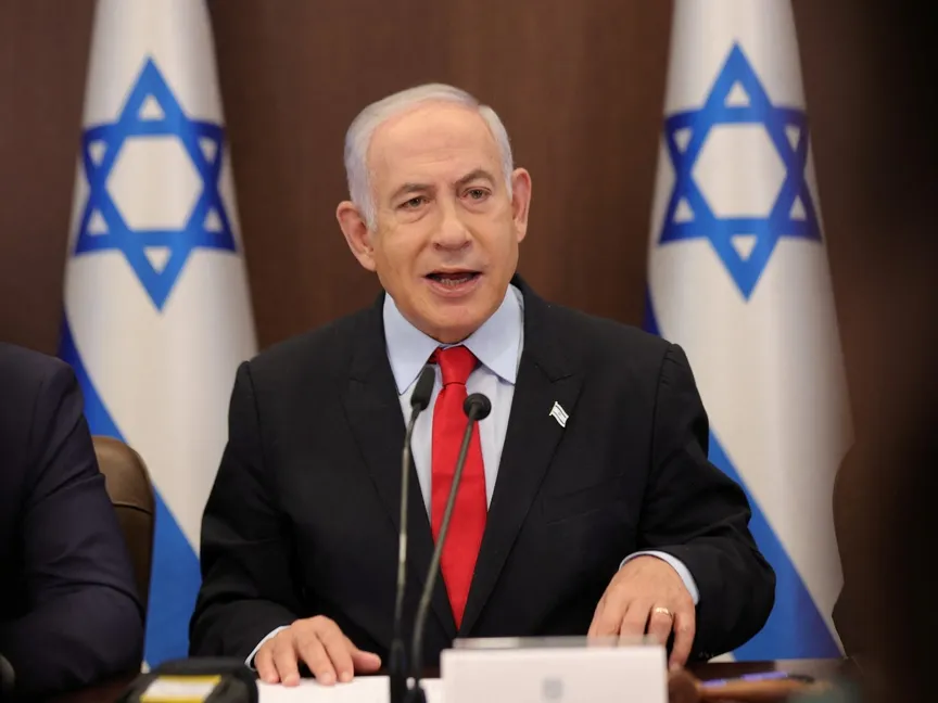 رئيس الوزراء الإسرائيلي بنيامين نتنياهو خلال اجتماع حكومي في القدس. 27 سبتمبر 2023 - Reuters