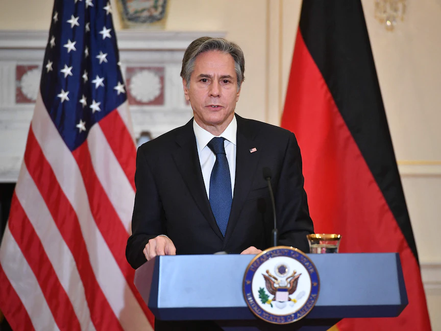 وزير الخارجية الأميركي أنتوني بلينكن خلال مؤتمر صحافي في واشنطن - 5 يناير 2022 - AFP