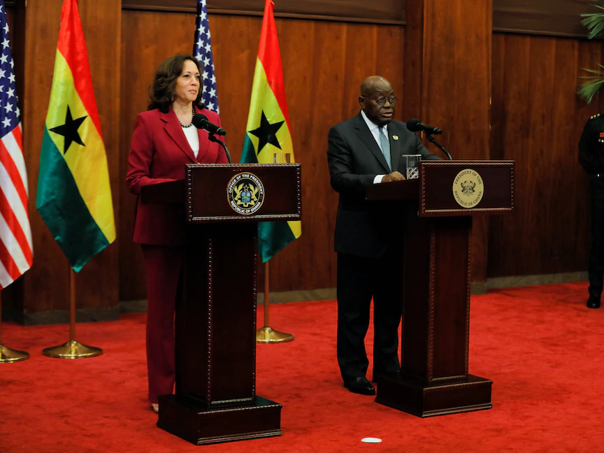 كامالا هاريس تعلن مساعدات مالية بقيمة 139 مليون دولار إلى غانا