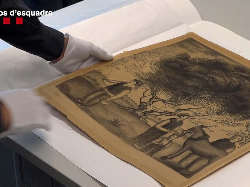 إحدى لوحات سلفادور دالي المسروقة التي أعيدت إلى مؤسسته. 17 فبرابر 2023 - REUTERS