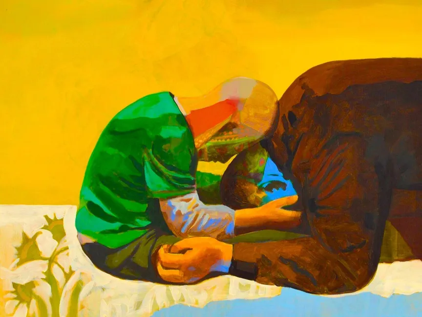 "أحمد ووالده" عمل للفنان الفلسطيني خالد حوراني (2018) - khaledhourani6