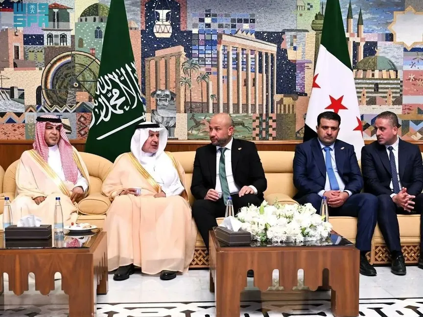 المشرف العام على مركز الملك سلمان للإغاثة عبد الله بن عبد العزيز الربيعة خلال زيارة إلى دمشق لتدشين مشروعات إغاثية، 7 سبتمبر 2025 - واس