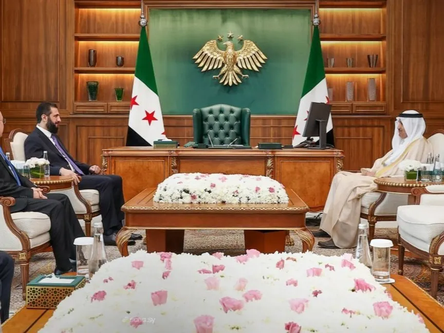 الرئيس السوري أحمد الشرع يلتقي وزير النقل والخدمات اللوجستية السعودي صالح بن ناصر الجاسر في دمشق 27 أغسطس 2026 - سانا