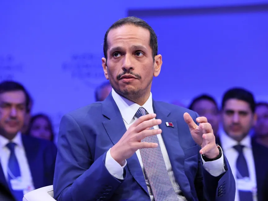 رئيس الوزراء ووزير الخارجية القطري الشيخ محمد بن عبد الرحمن، في منتدى دافوس - رويترز