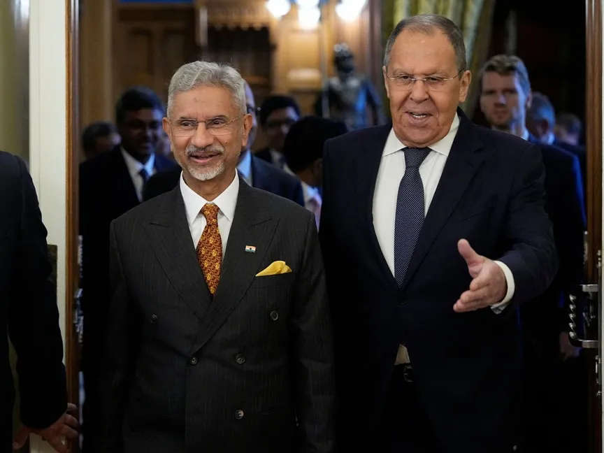 وزير الخارجية الروسي سيرجي لافروف ونظيره الهندي سوبرامانيام جيشانكار، في موسكو، 21 أغسطس - via REUTERS