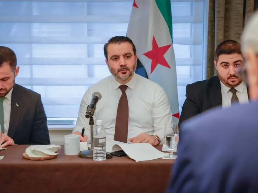 جانب من زيارة وزير الخارجية السوري أسعد الشيباني لمقر الأمم المتحدة في نيويورك بالولايات المتحدة. 25 أبريل 2025 - REUTERS